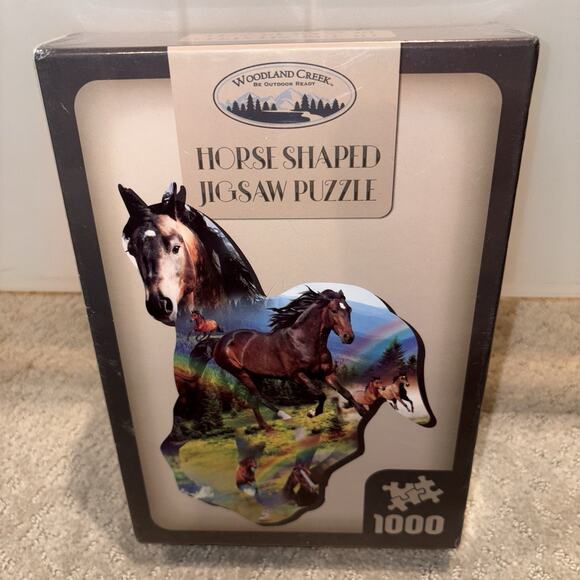 HORSE SHAPED PUZZLE 1000 Pcs Woodland Creek 22.56" x 31.95" Finished NEW Sealed - Picture 2 of 5